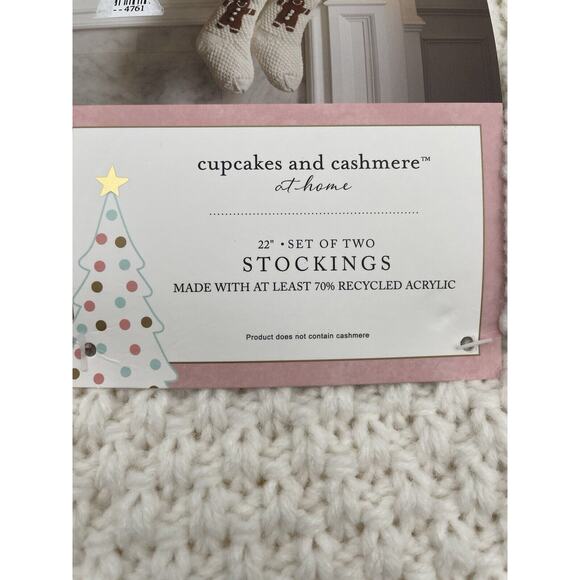 Cupcake and Cashmere Christmas 2pack 22”Gingerbread Man Stocking White ~NEW - Picture 9 of 9